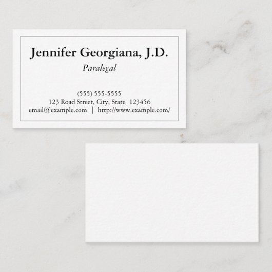 Carte de visite de base de paralégal (Devant / Derrière)