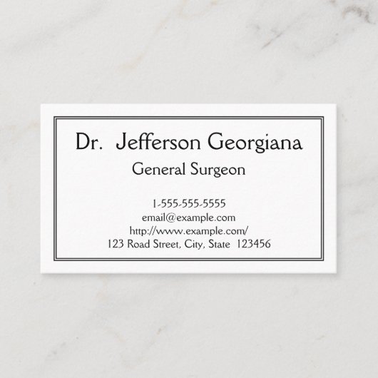 Carte de visite de base du Général Surgeon (Devant)