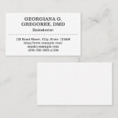 Carte de visite de base et discret d'Endodontist (Devant / Derrière)