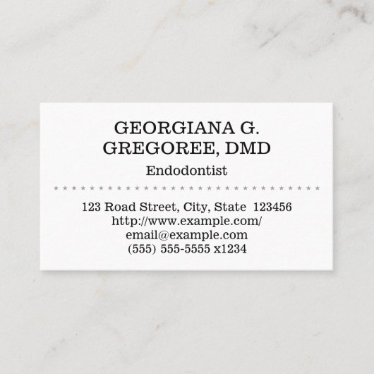 Carte de visite de base et discret d'Endodontist (Devant)