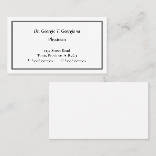 Carte de visite de base et minimum (Devant / Derrière)