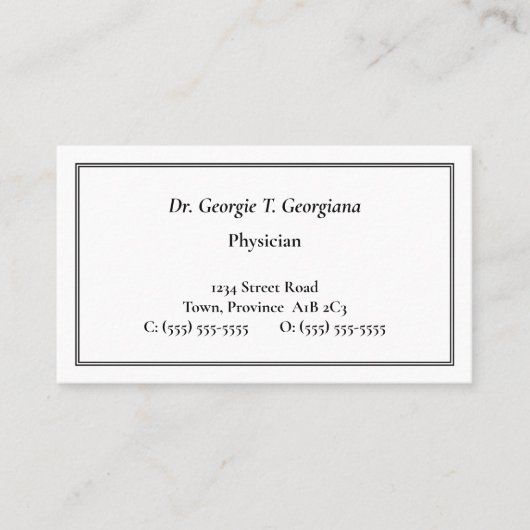 Carte de visite de base et minimum (Devant)