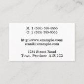 Carte de visite de base, professionnel (Dos)