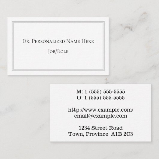 Carte de visite de base, professionnel (Devant / Derrière)