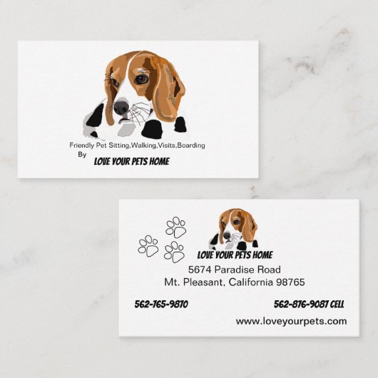 Carte de visite de beagle (Devant / Derrière)