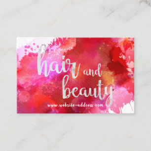 Carte de visite de beauté et de cheveux peints rou