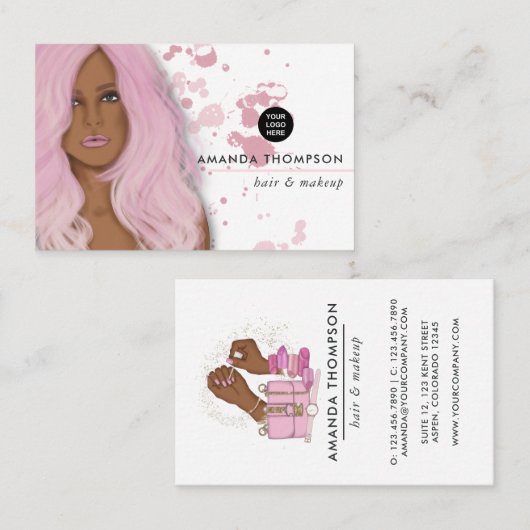 Carte de visite de beauté rose chic pour entrepris (Devant / Derrière)