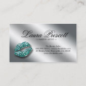 Carte de visite de beauté Turquoise lèvres étincel (Dos)