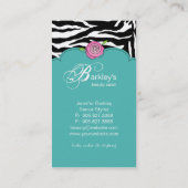 Carte de visite de beauté Zebra Rose Salon Rose Bl (Dos)