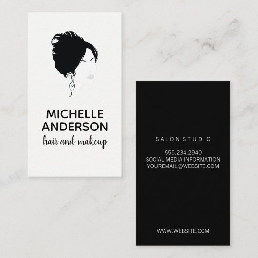 Carte De Visite De beaux cheveux et maquillage (Devant / Derrière)