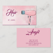 Carte De Visite De Beaux Cheveux Roses Simples. (Devant / Derrière)