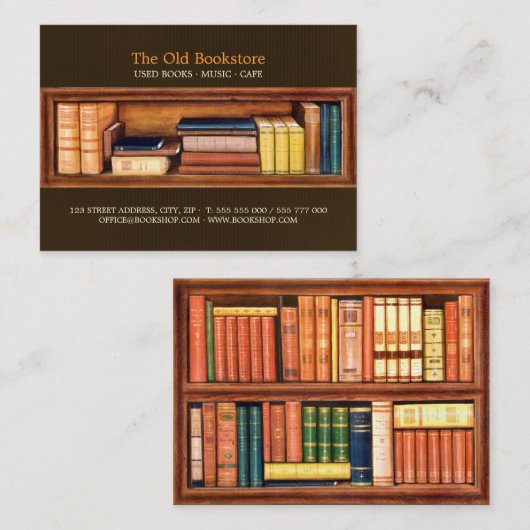 Carte de visite de bibliothèque de librairie de (Devant / Derrière)