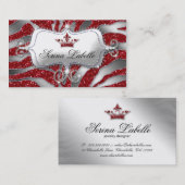 Carte de visite de bijoux Sparkle Zebra Crown Red (Devant / Derrière)