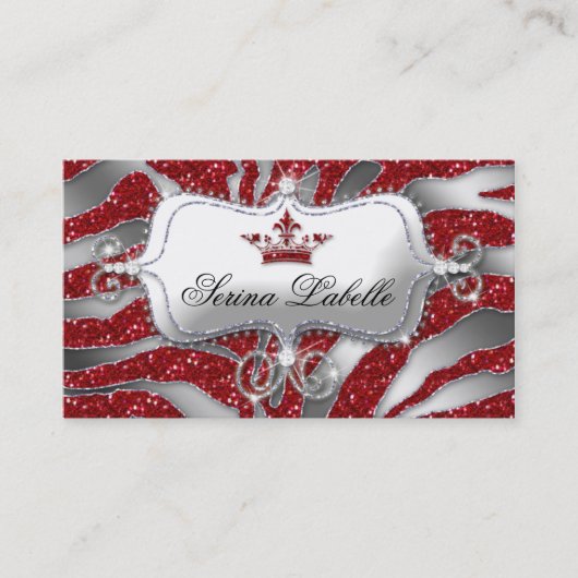 Carte de visite de bijoux Sparkle Zebra Crown Red (Devant)