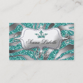 Carte de visite de bijoux Sparkle Zebra Crown Turq