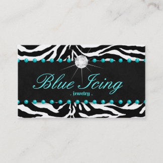 Carte de visite de bijoux Zebra Blue Dots Diamond