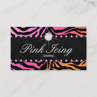 Carte de visite de bijoux Zebra Purple Dot Orange