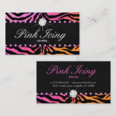 Carte de visite de bijoux Zebra Purple Dot Orange  (Devant / Derrière)