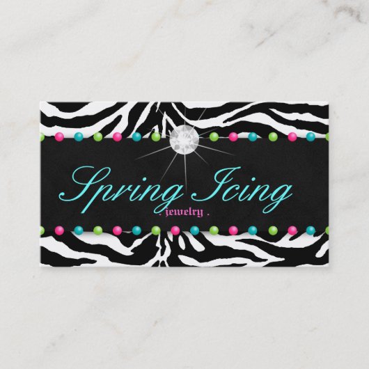 Carte de visite de bijoux Zebra Spring Dots Diamon (Devant)