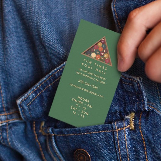 Carte de visite de billard avec Heures