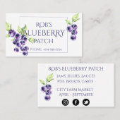 Carte de visite de bleuets d'aquarelle (Devant / Derrière)