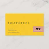 Carte de visite de bloc élégant rose et moutarde (Dos)