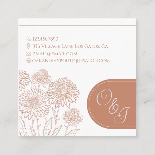 carte de visite de boho orange brûlé (Dos)