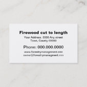 Carte de visite de bois de chauffage (Dos)
