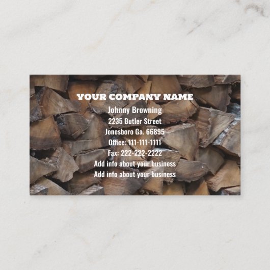 Carte de visite de bois de chauffage (Devant)