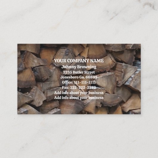 Carte de visite de bois de chauffage (Devant)