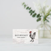 Carte de visite de bois de ferme à coq rustique (Debout devant)