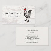 Carte de visite de bois de ferme à coq rustique (Devant / Derrière)