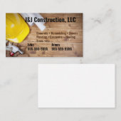 Carte de visite de bois de la société de construct (Devant / Derrière)