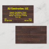 Carte de visite de bois de la société de construct (Devant / Derrière)