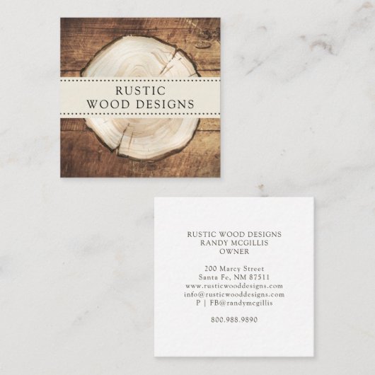 Carte de visite de bois rustique (Devant / Derrière)