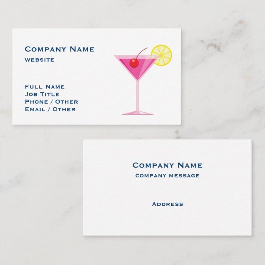 Carte de visite de boisson rose tropicale (Devant / Derrière)
