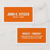 Carte de visite de bordure simple en orange et bla (Devant / Derrière)