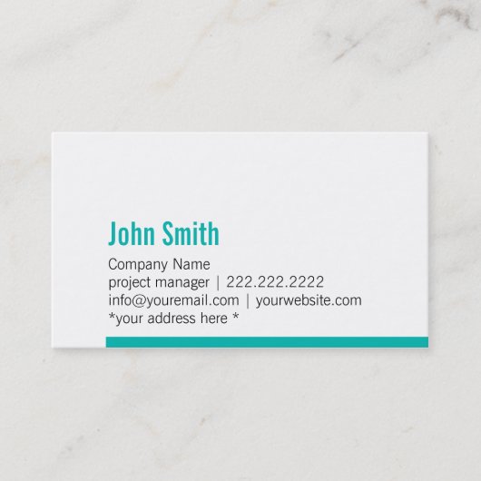 Carte de visite de bordure Turquoise bleu gras mod (Devant)