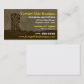 Carte de visite de botte de cowboy (Devant / Derrière)