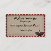 Carte de visite de bougie et d'odeurs de pays prim (Dos)