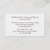 Carte de visite de boulangerie (Dos)