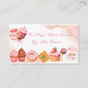 Carte de visite de boulangerie à l'aquarelle rose