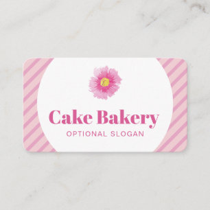 Carte de visite de boulangerie à rayures roses mod