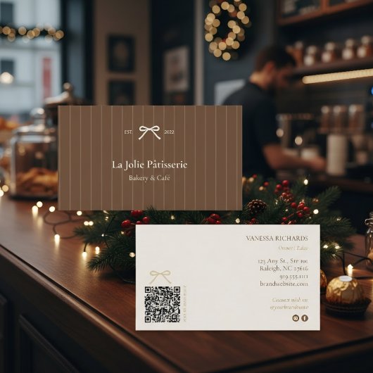 Carte de visite de boulangerie avec code QR à rayu