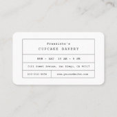 Carte de visite de boulangerie Blue Sprinkings Cup (Dos)