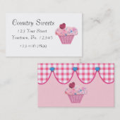 Carte de visite de boulangerie Cupcake Rose (Devant / Derrière)