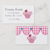 Carte de visite de boulangerie Cupcake Rose (Devant / Derrière)