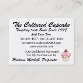 Carte de visite de boulangerie Cupcake - SRF (Dos)
