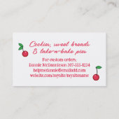 carte de visite de boulangerie de cerises (Dos)