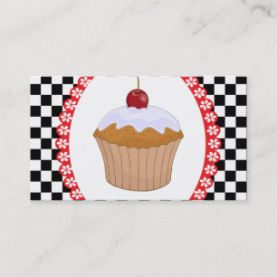 Carte de visite de boulangerie Muffin Damier